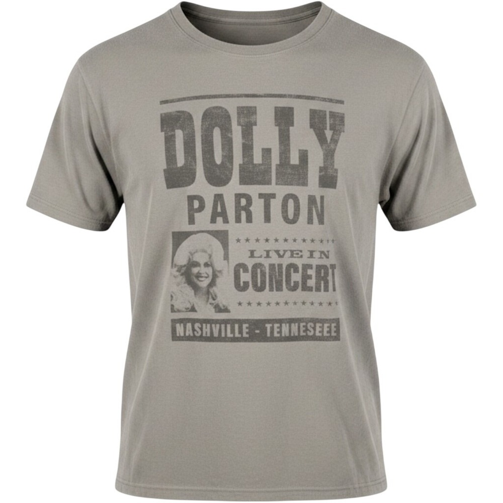 Dolly Parton Live In Concert Nashville Tennessee Graphic T-Shirt Grey Large